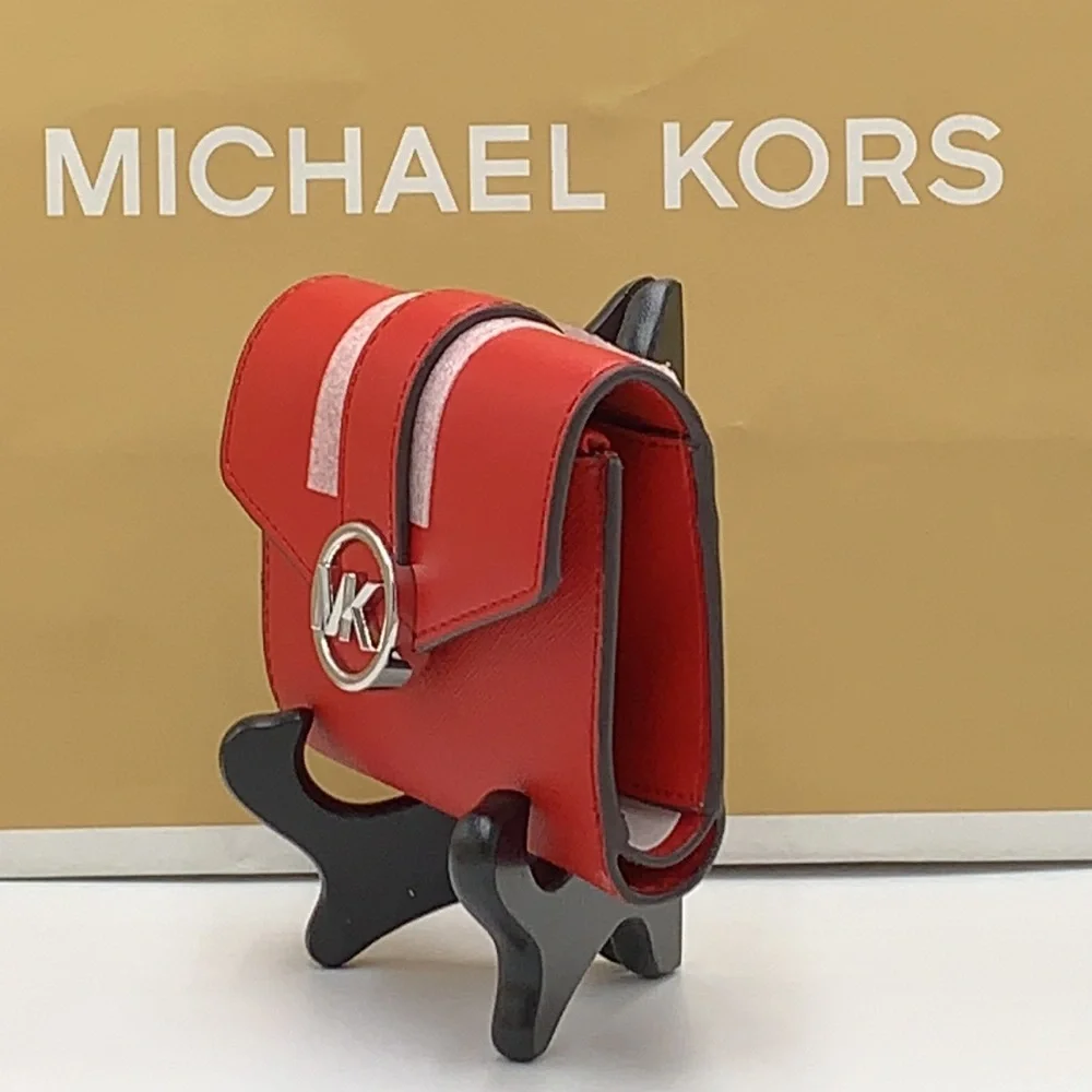 MICHAEL KORS Carmen Medium Faux Leather Wallet BRIGHT RED COLOR